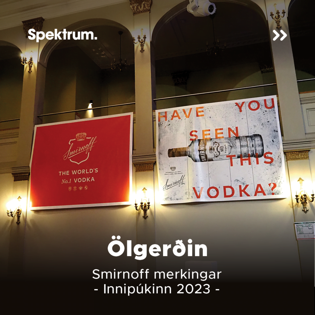 Spektrum - hönnunarstofa auglýsingastofa Ölgerðin - Smirnoff merkingar - Innipúkinn 2023.